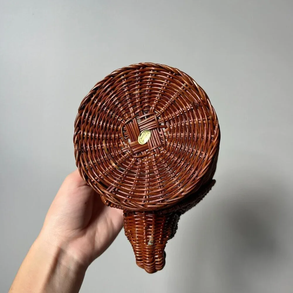 Vintage Elephant Mini Wicker Basket
